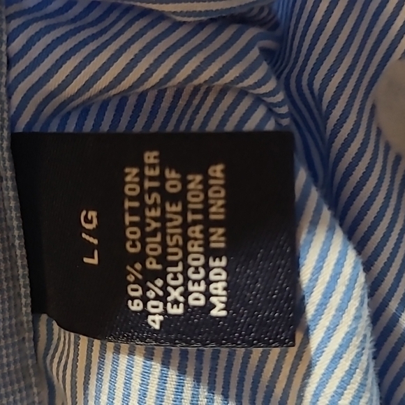 Chaps Easy Care Men's BLUE Striped  Long Sleeve Button Down Shirt. Large - Picture 7 of 9